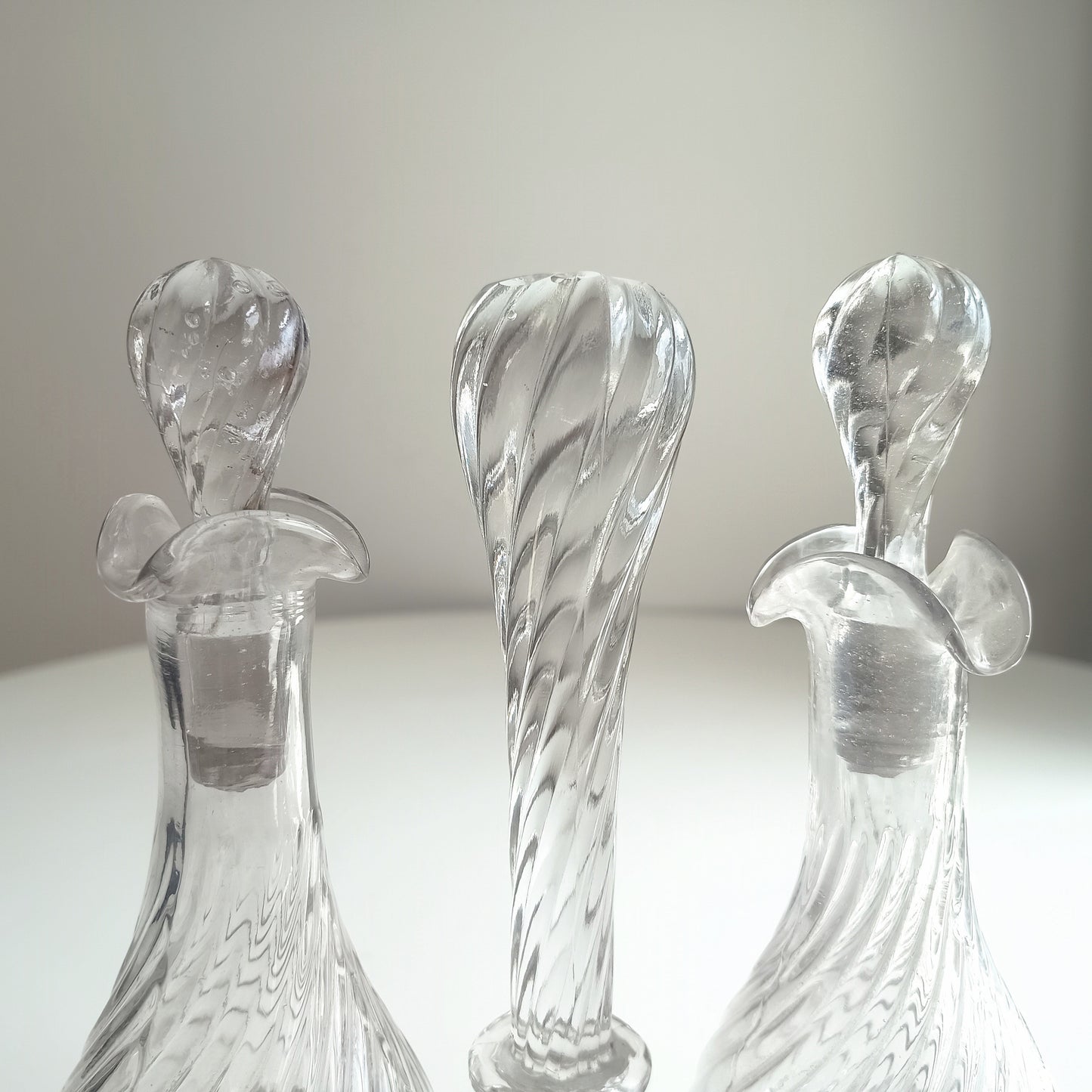 Authentic Signed Baccarat Crystal Bambous Tors Cruet Set Oil Vinegar Depose Mark 1890s