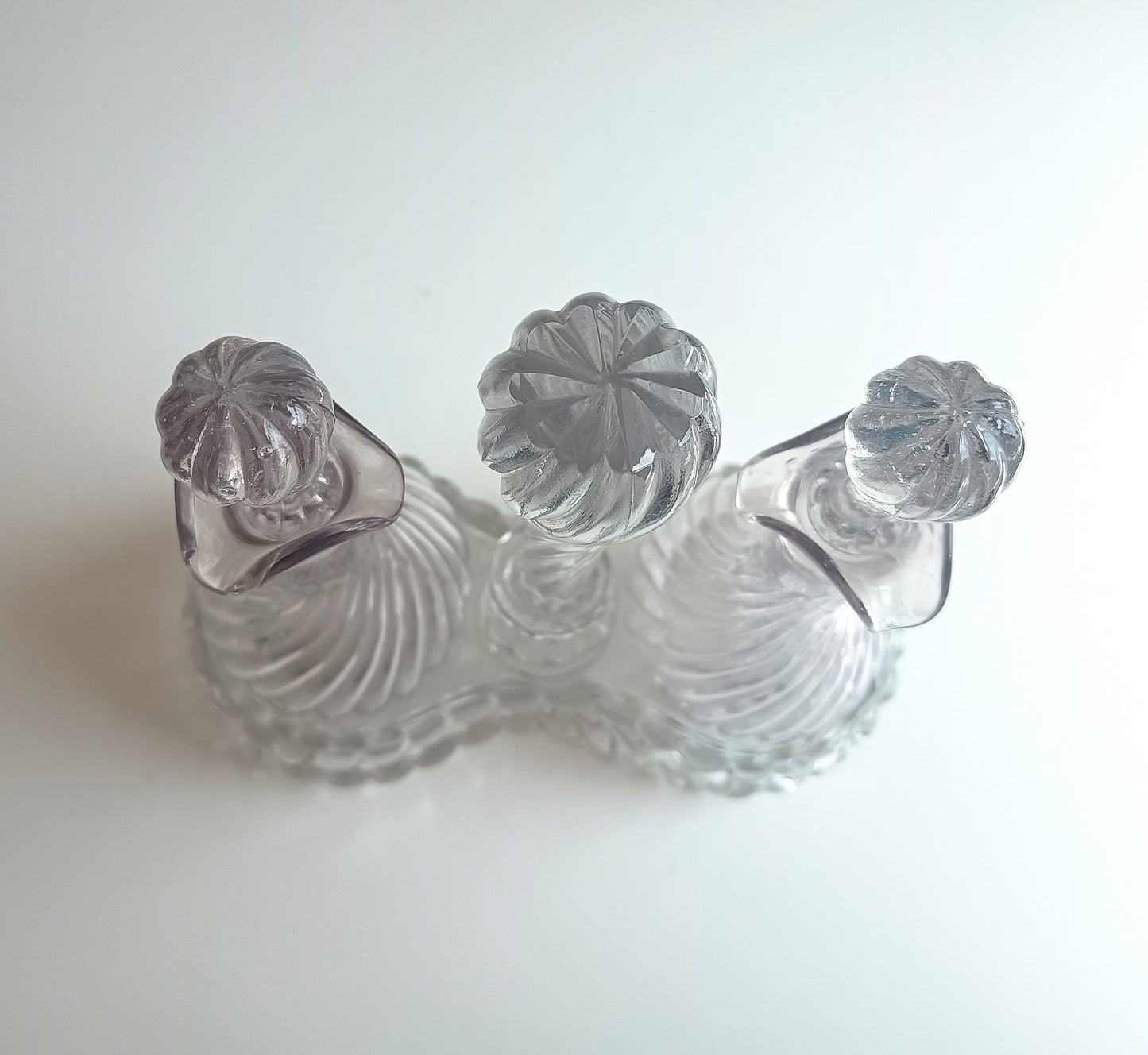 Authentic Signed Baccarat Crystal Bambous Tors Cruet Set Oil Vinegar Depose Mark 1890s