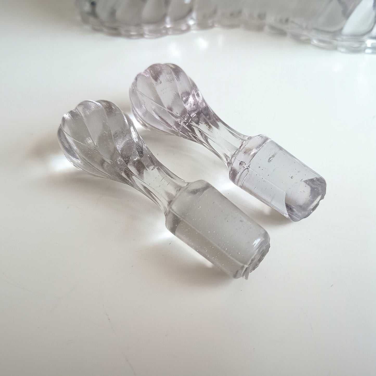 Authentic Signed Baccarat Crystal Bambous Tors Cruet Set Oil Vinegar Depose Mark 1890s
