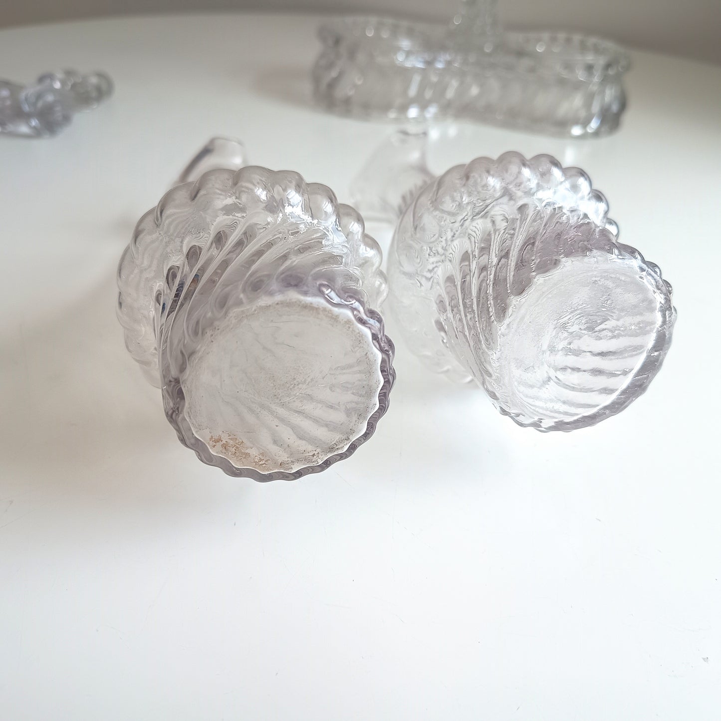Authentic Signed Baccarat Crystal Bambous Tors Cruet Set Oil Vinegar Depose Mark 1890s
