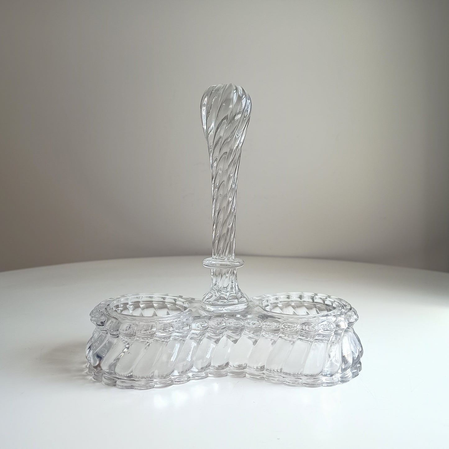 Authentic Signed Baccarat Crystal Bambous Tors Cruet Set Oil Vinegar Depose Mark 1890s