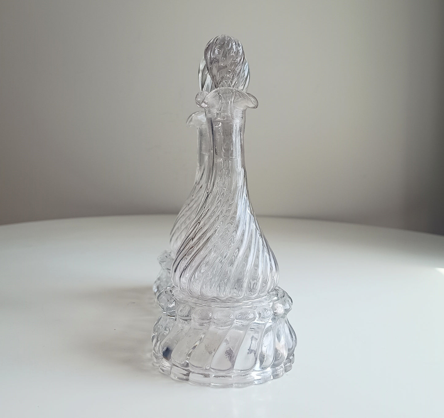Authentic Signed Baccarat Crystal Bambous Tors Cruet Set Oil Vinegar Depose Mark 1890s
