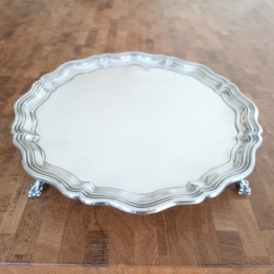 Vintage James Dixon Georgian Style Silver Plated Footed Salver / Tray, Claw Feet