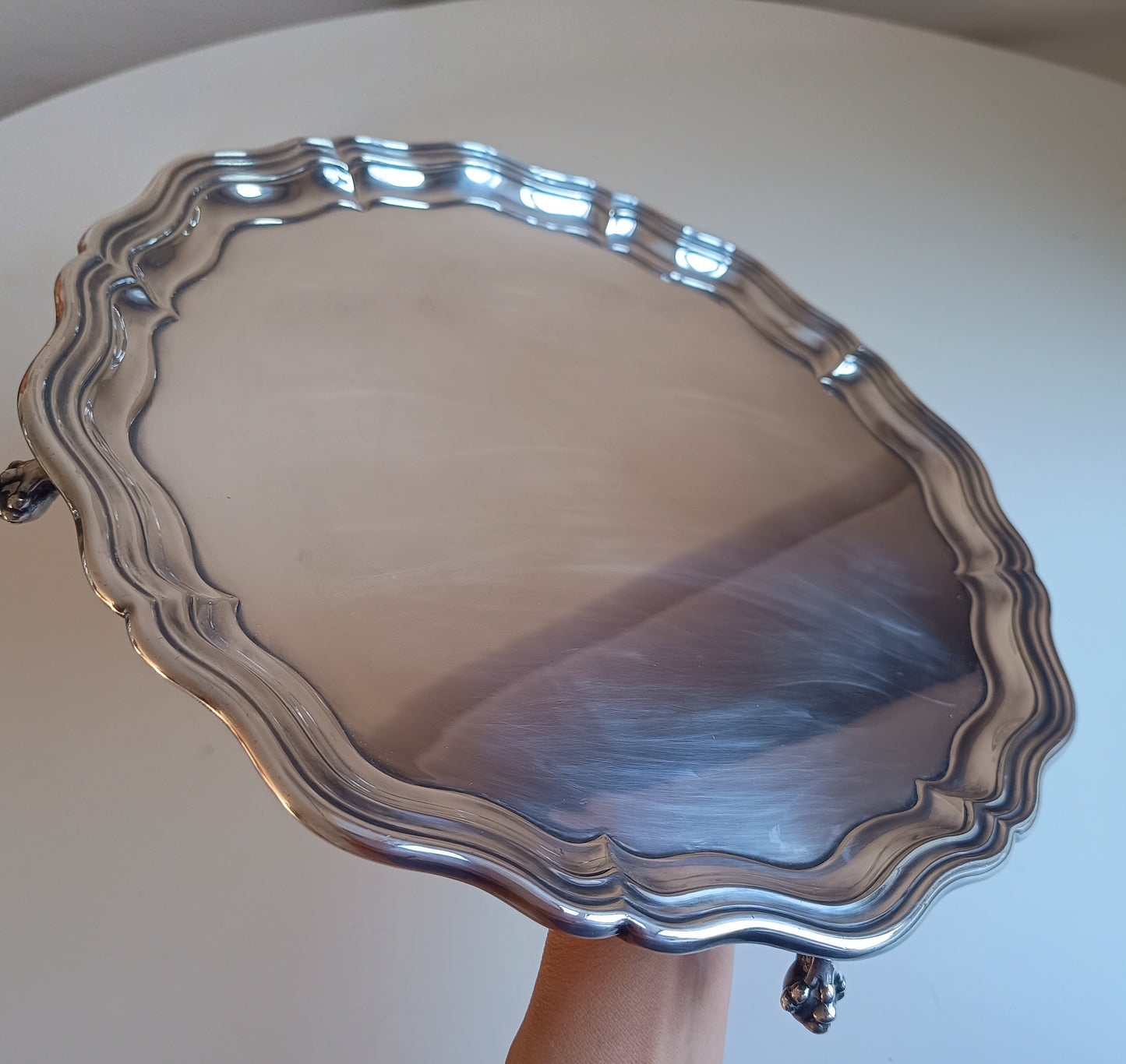 Vintage James Dixon Georgian Style Silver Plated Footed Salver / Tray, Claw Feet