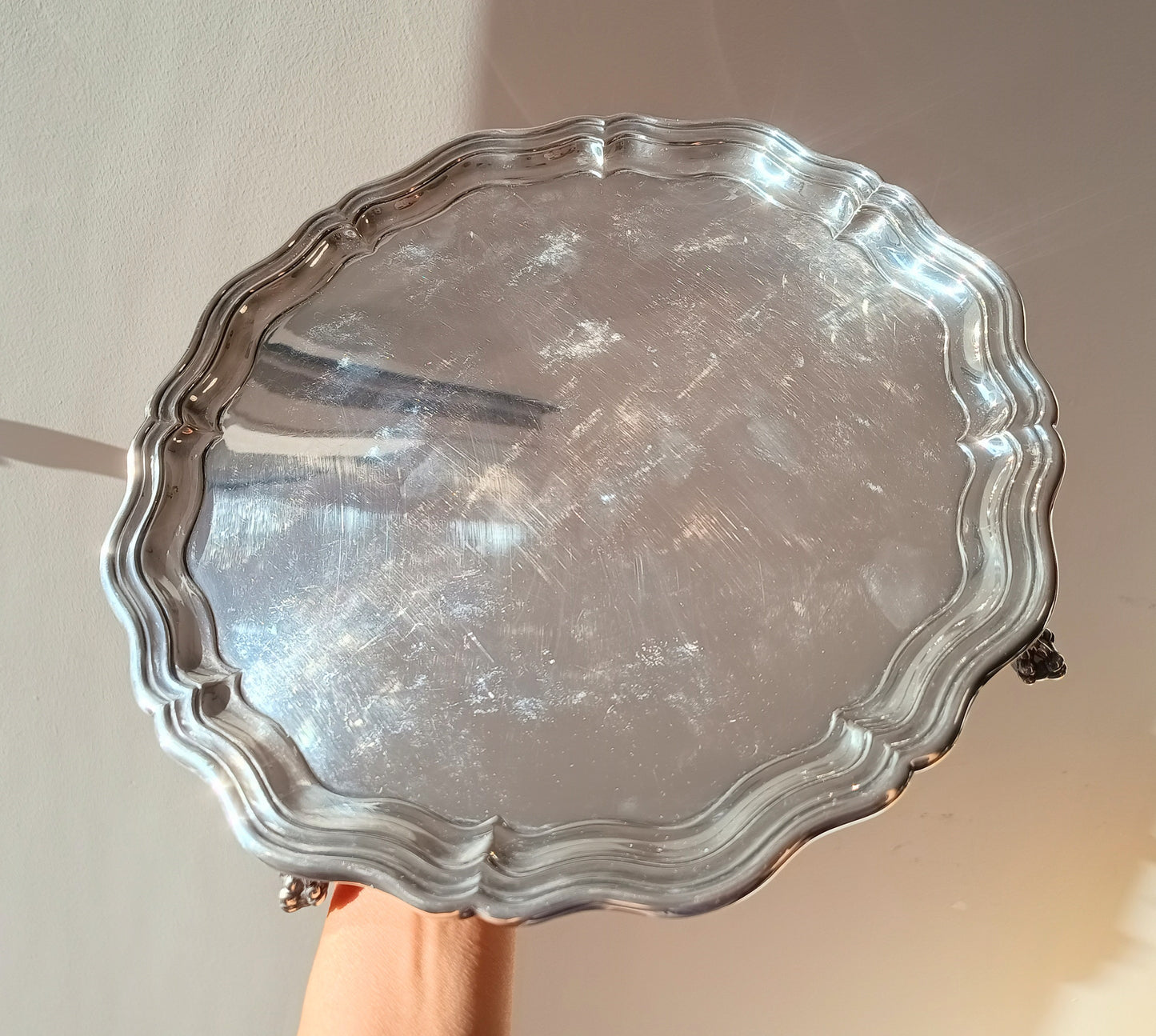 Vintage James Dixon Georgian Style Silver Plated Footed Salver / Tray, Claw Feet