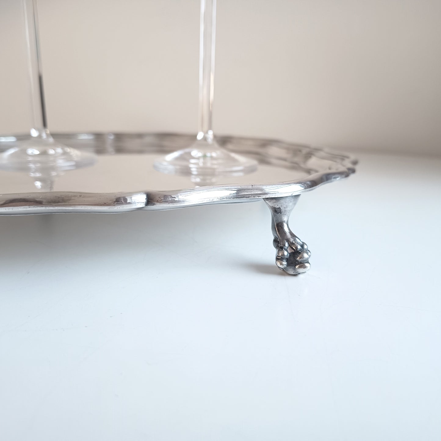 Vintage James Dixon Georgian Style Silver Plated Footed Salver / Tray, Claw Feet