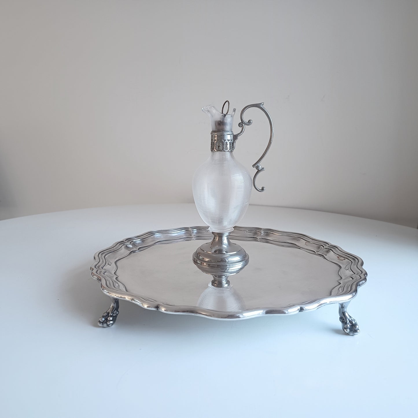 Vintage James Dixon Georgian Style Silver Plated Footed Salver / Tray, Claw Feet