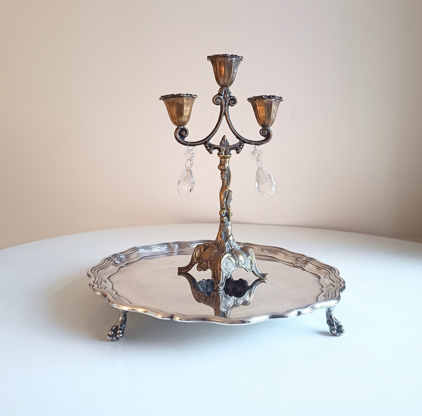 Vintage James Dixon Georgian Style Silver Plated Footed Salver / Tray, Claw Feet
