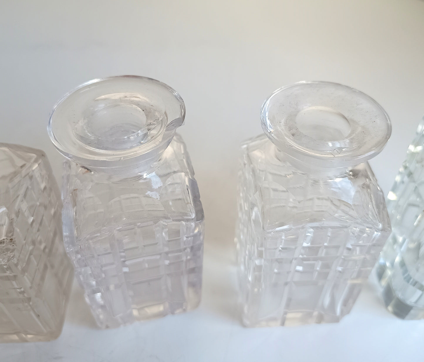 Novelty Victorian Belle Epoque Japonisme Faux Bamboo Cruet Stand cut Crystal Condiment Bottles