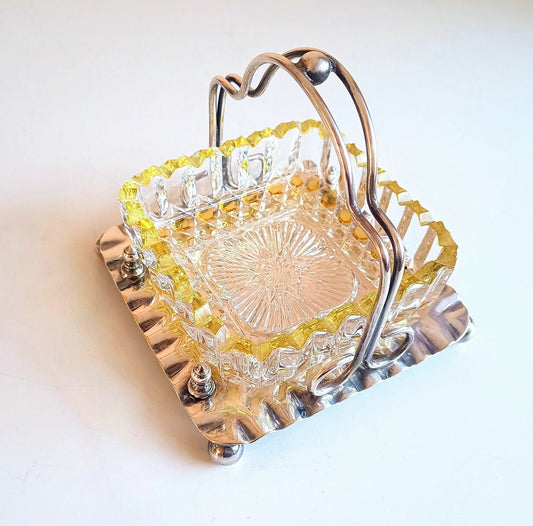 Antique Victorian Marmalade Server: Lemon and Clear Cut Crystal on Silver Plated Display