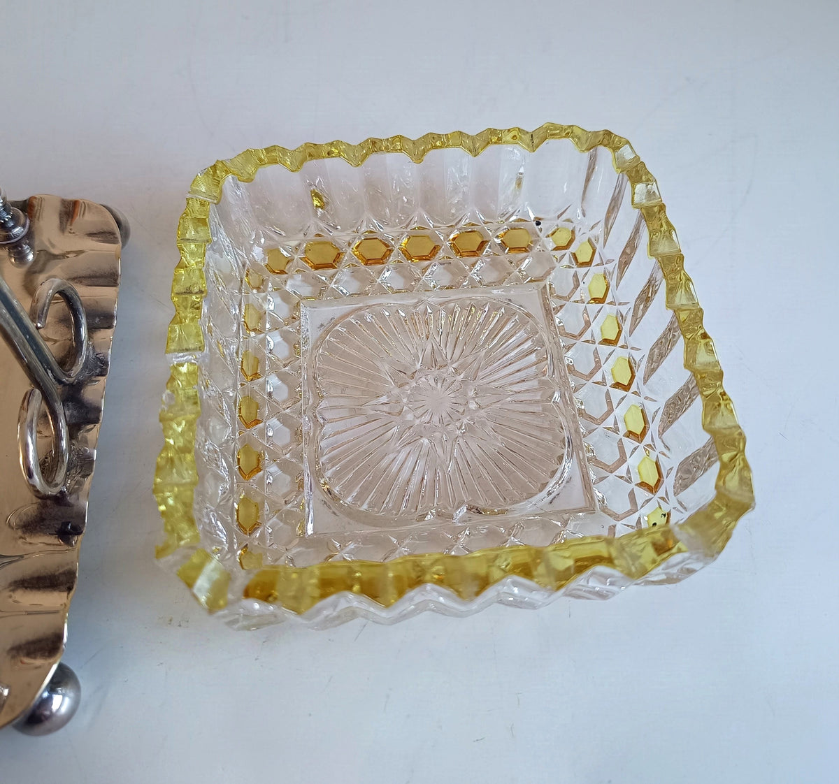 Antique Victorian Marmalade Server: Lemon and Clear Cut Crystal on Silver Plated Display