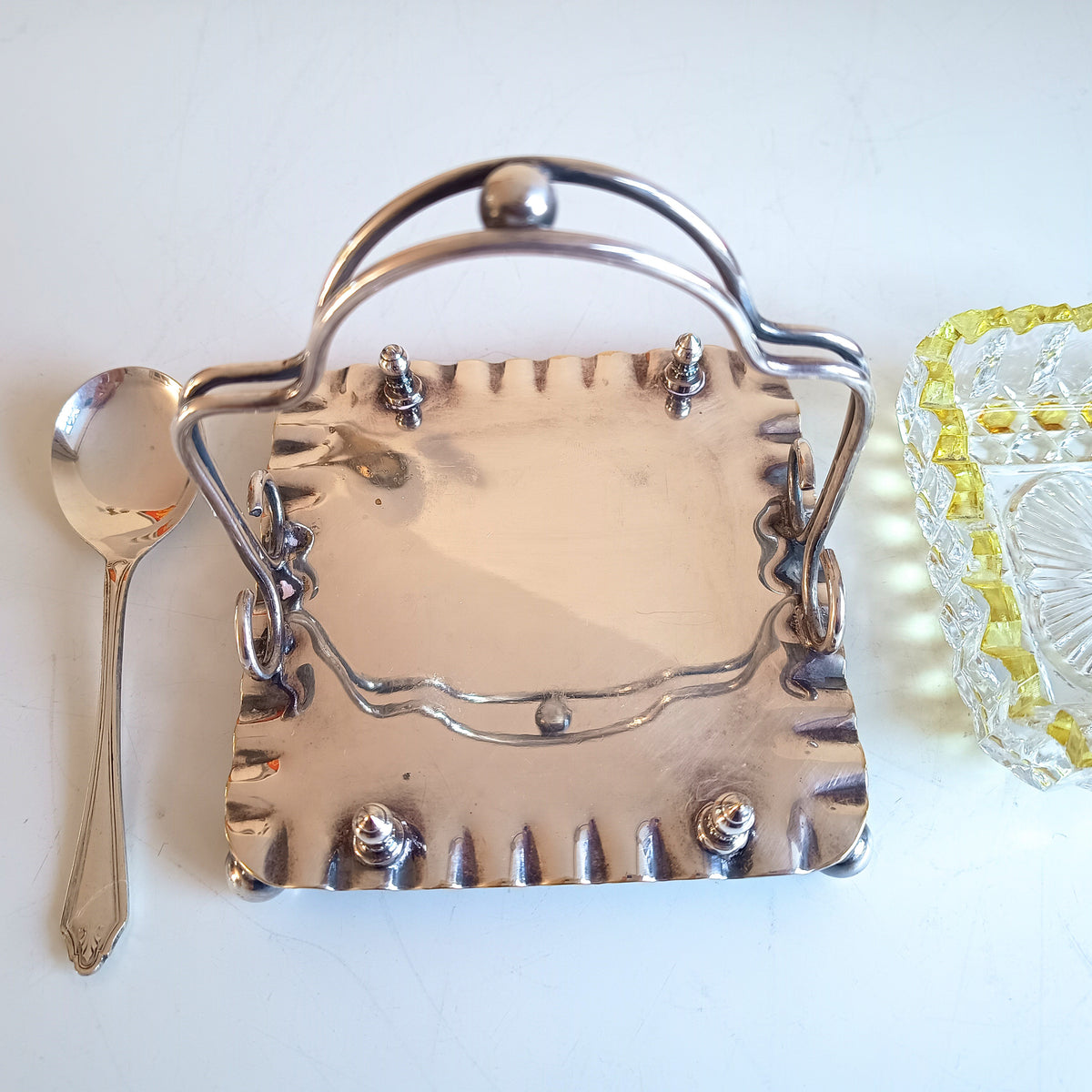 Antique Victorian Marmalade Server: Lemon and Clear Cut Crystal on Silver Plated Display