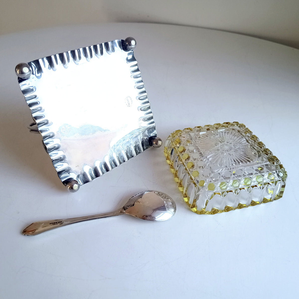 Antique Victorian Marmalade Server: Lemon and Clear Cut Crystal on Silver Plated Display