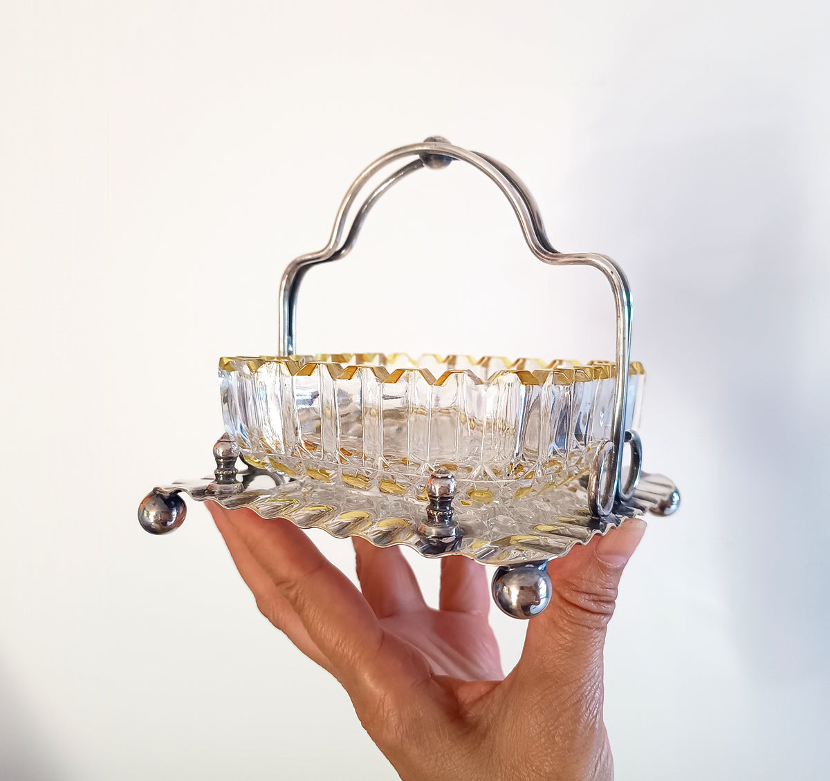 Antique Victorian Marmalade Server: Lemon and Clear Cut Crystal on Silver Plated Display