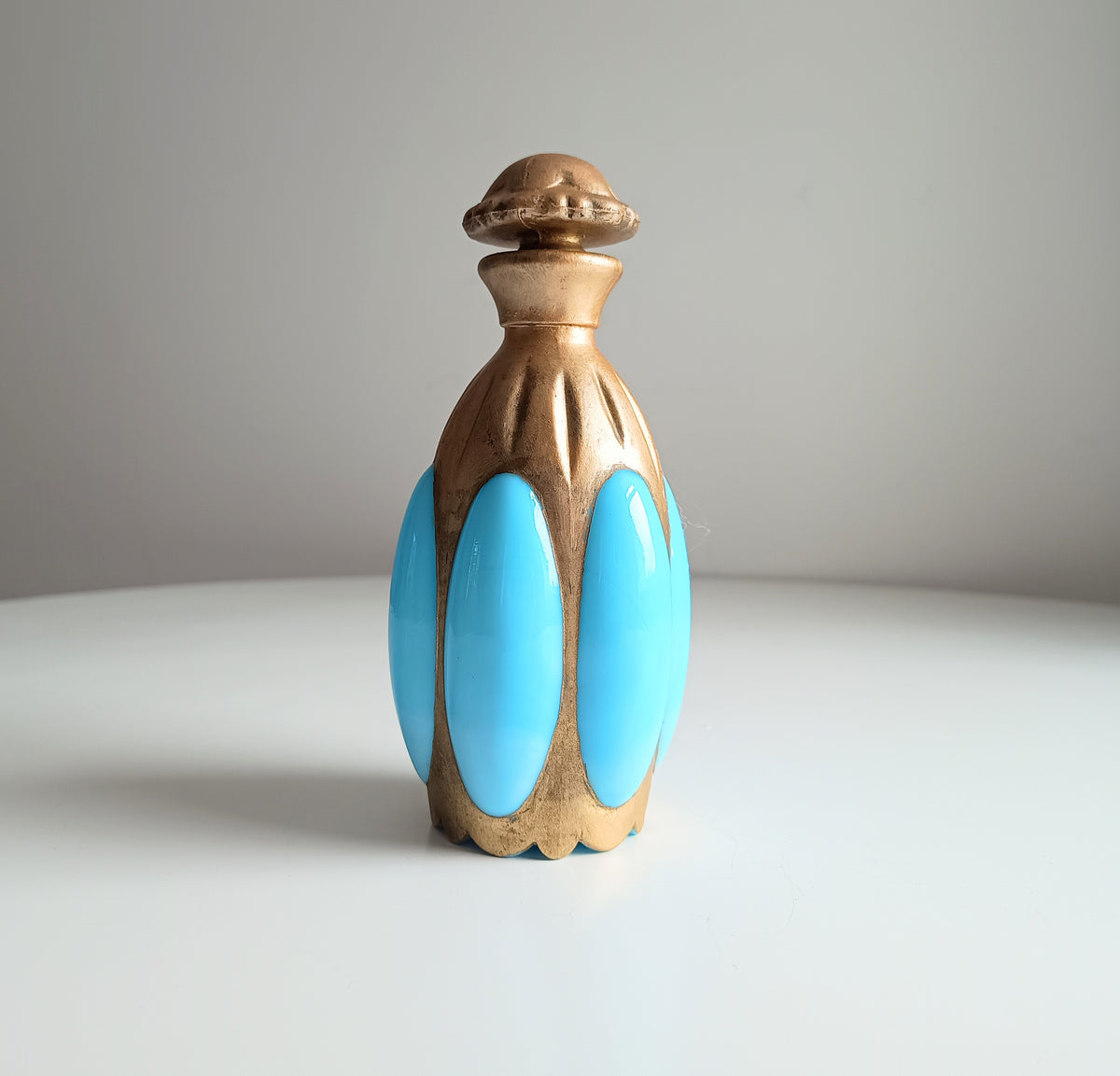 Antique French Blue Opaline Perfume Bottle – Portieux Vallerysthal "Melon" Mold 1000 c 1910