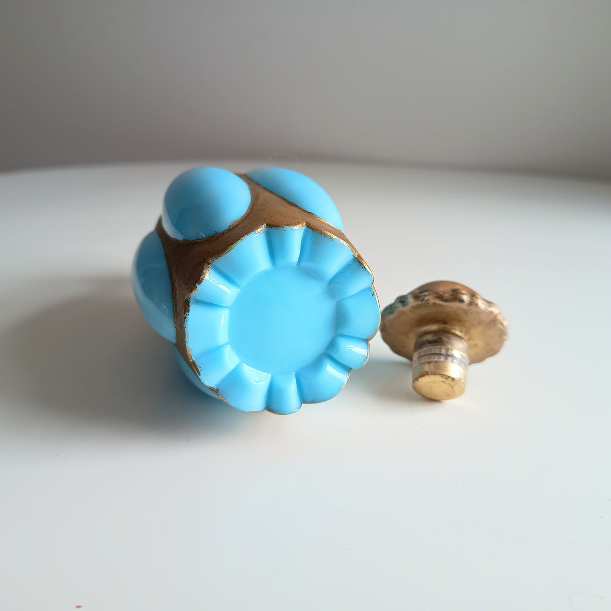 Antique French Blue Opaline Perfume Bottle – Portieux Vallerysthal "Melon" Mold 1000 c 1910
