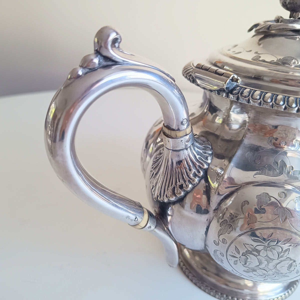 Antique W & G Sissons Silver Plated Teapot Biscuits / Sugar Bowl, Melon Shape, Pheasant Crest