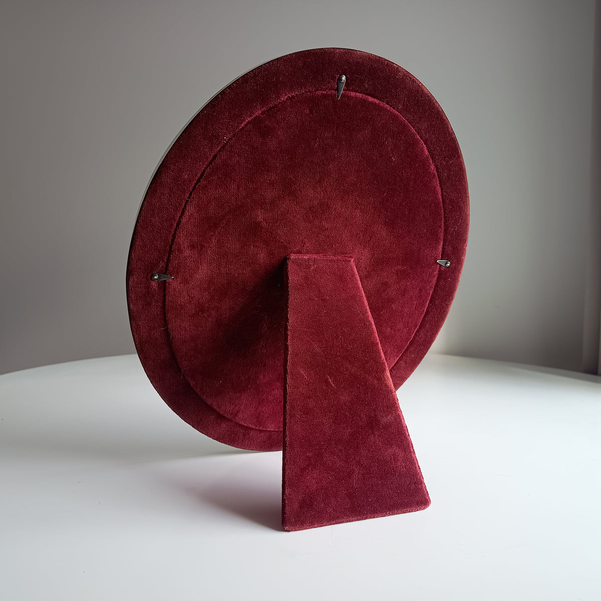 Vintage Richard Comyns Silver Plated Oval Frame, Midcentury Modern, Sheffield England, Red Velvet