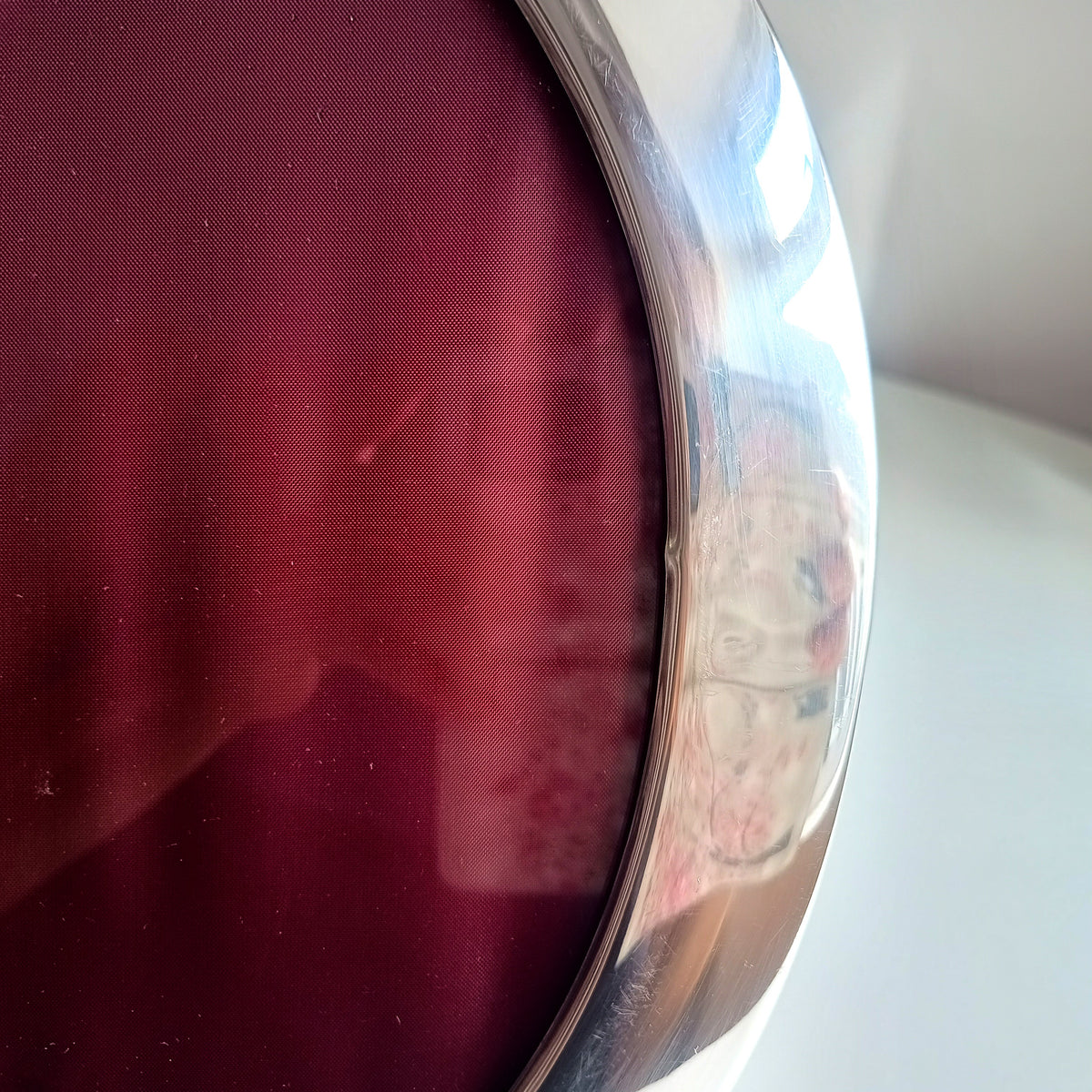 Vintage Richard Comyns Silver Plated Oval Frame, Midcentury Modern, Sheffield England, Red Velvet