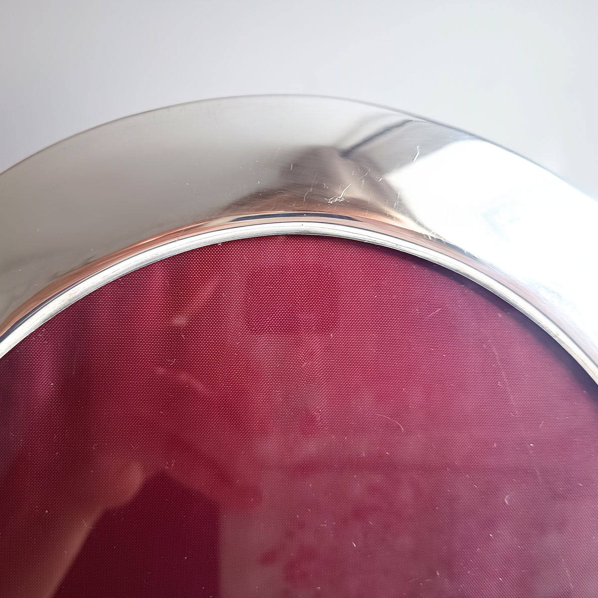 Vintage Richard Comyns Silver Plated Oval Frame, Midcentury Modern, Sheffield England, Red Velvet