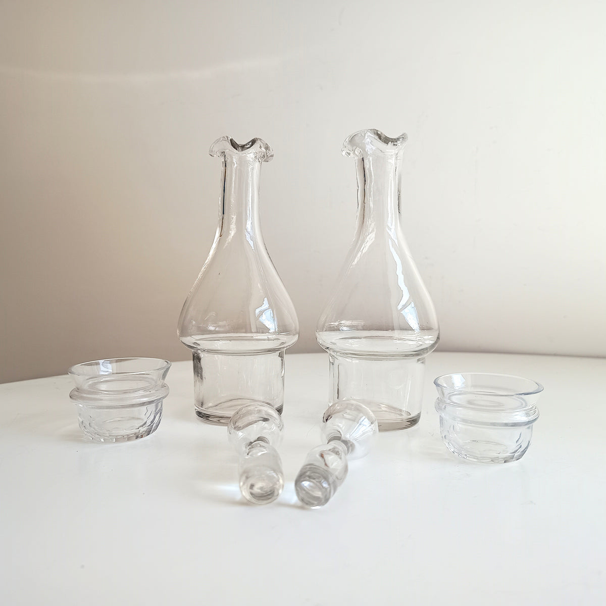 Vintage Christofle Art Deco Cruet Set: Oil Vinegar Condiments Bottles / Jars, Silver Plated Stand