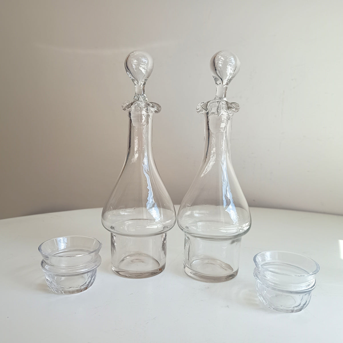 Vintage Christofle Art Deco Cruet Set: Oil Vinegar Condiments Bottles / Jars, Silver Plated Stand