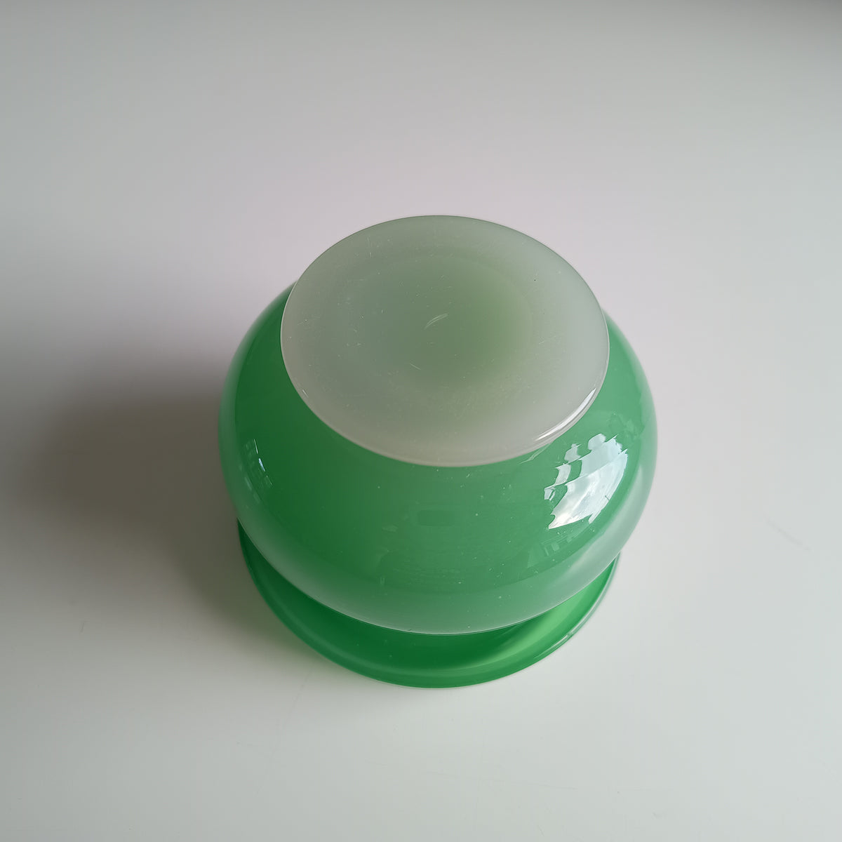 Vintage English Stevens and Williams Alabaster Glass Cabinet Vase, Jade Green 1920s, Stourbridge