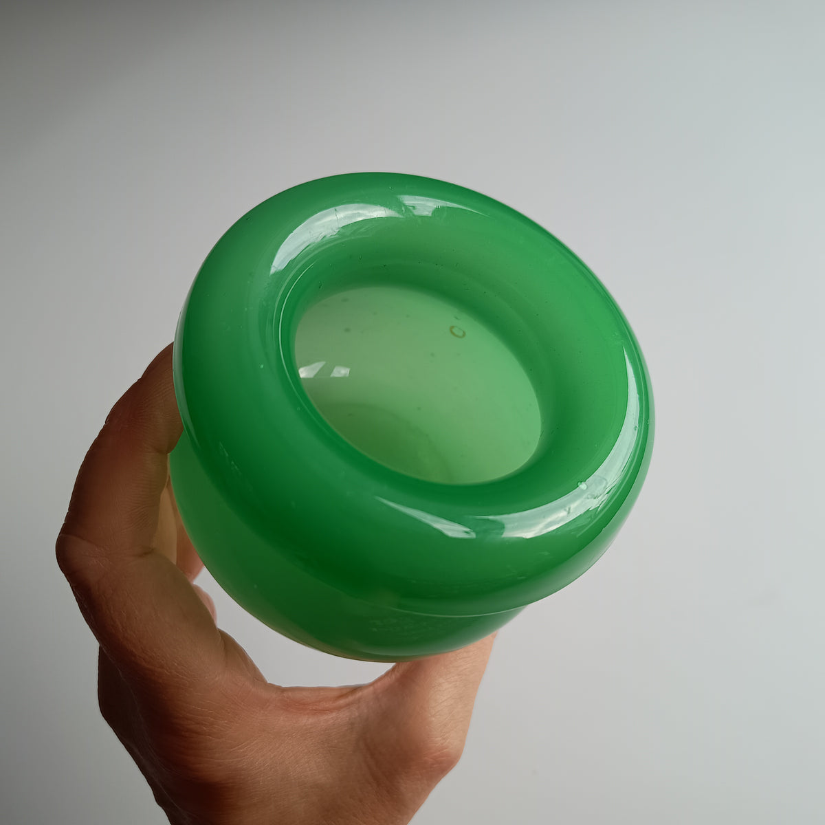 Vintage English Stevens and Williams Alabaster Glass Cabinet Vase, Jade Green 1920s, Stourbridge