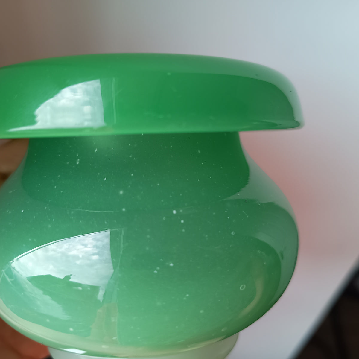 Vintage English Stevens and Williams Alabaster Glass Cabinet Vase, Jade Green 1920s, Stourbridge