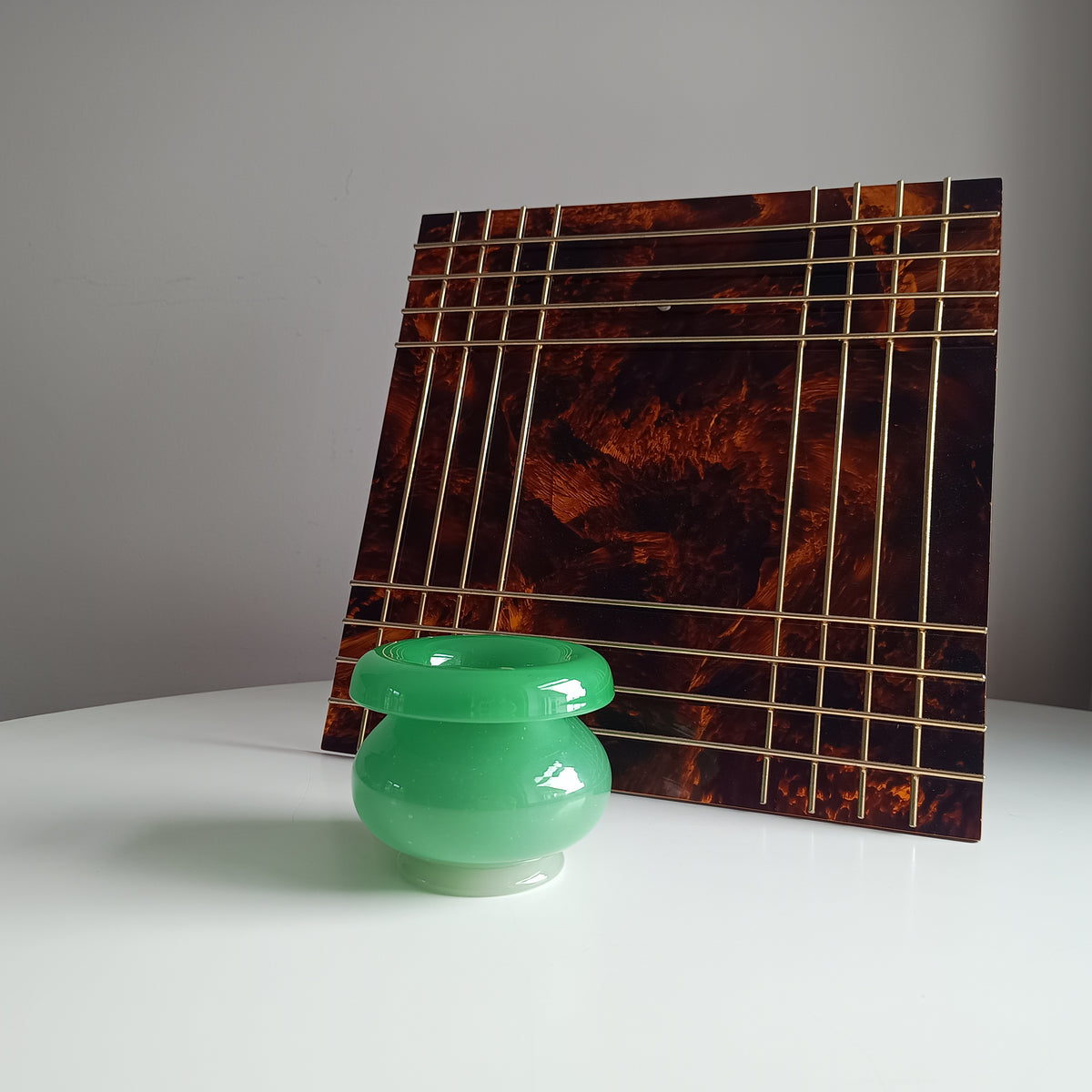 Vintage English Stevens and Williams Alabaster Glass Cabinet Vase, Jade Green 1920s, Stourbridge