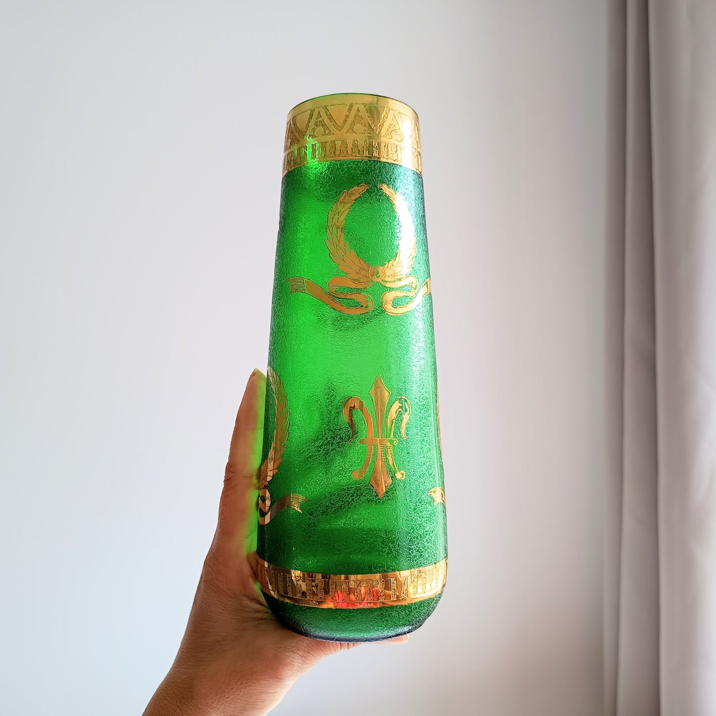 Rare Mont Joye Legras Glass Art Nouveau emerald green legras acid etched vase 19th century 