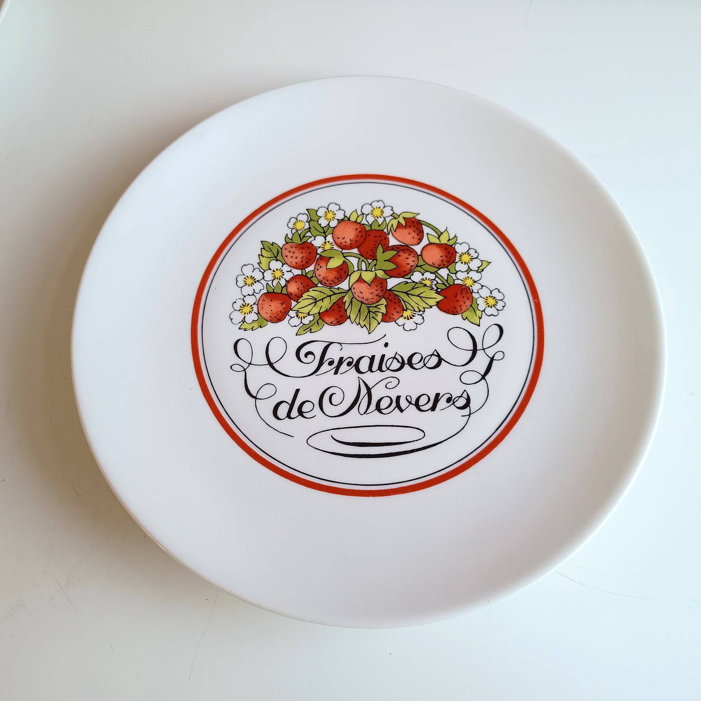 1970s Boxed French Vintage Porcelain Plates Red Fruits Porcelaine D'Auteuil