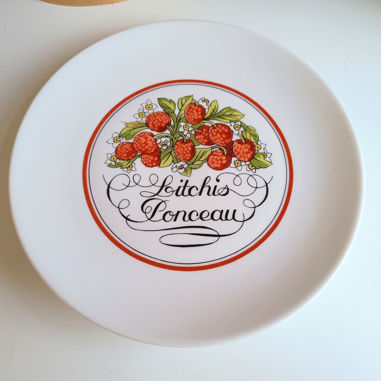 1970s Boxed French Vintage Porcelain Plates Red Fruits Porcelaine D'Auteuil