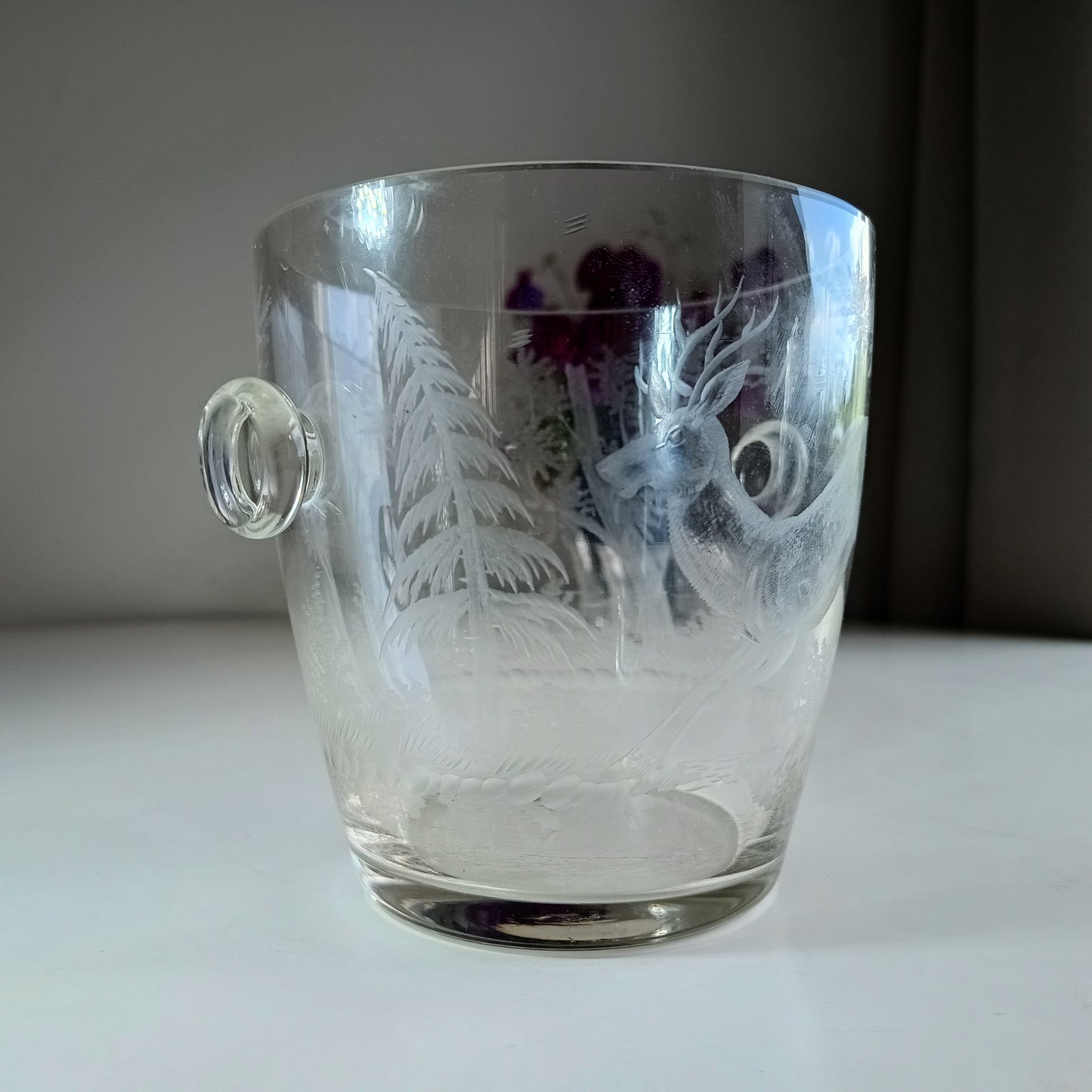 Lobmeyr-Style Vintage Ice Bucket and Engraved Spirit Glasses – Early 20th Century Austrian Barware Set