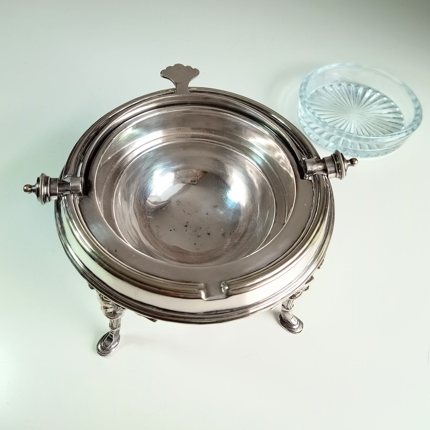 Edwardian Silver-Plated Caviar Server with Chimera Feet | English Art Nouveau, Sheffield, Circa Early 1900s