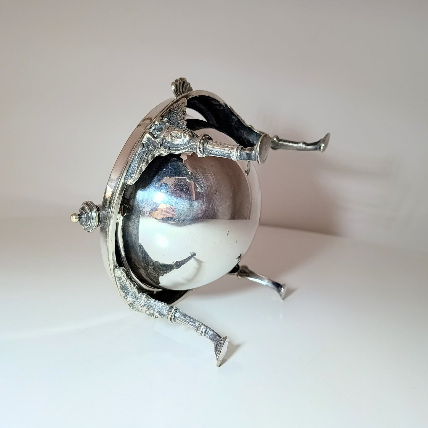 Edwardian Silver-Plated Caviar Server with Chimera Feet | English Art Nouveau, Sheffield, Circa Early 1900s