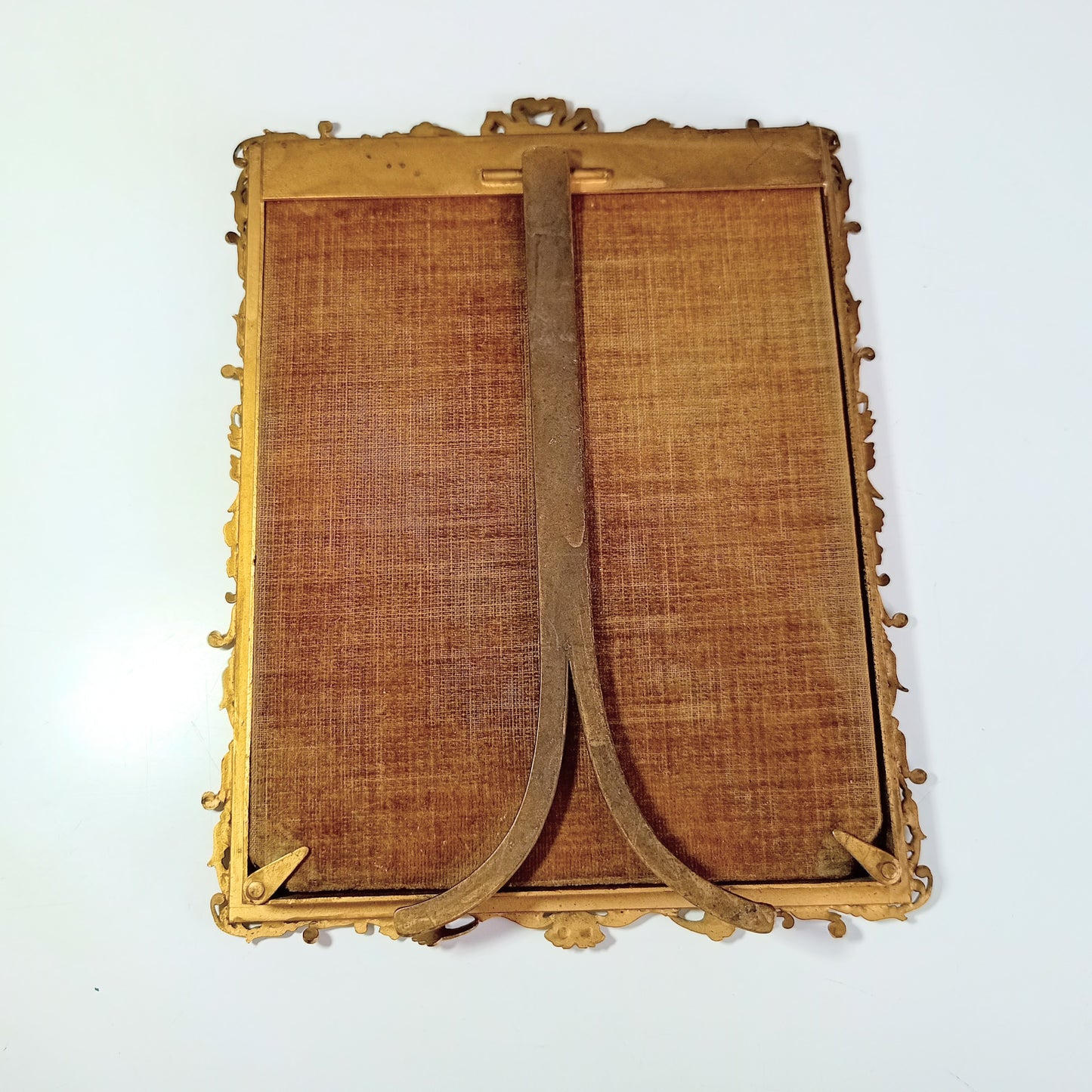 Antique French Gilt Brass Picture Frame with 1900 Photographic Portrait of an Edwardian Lady – Velvet Back and Dore Bronze Easel Stand