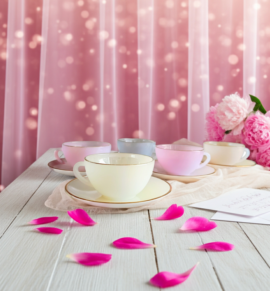 Vintage Espresso Macchiato Cup & Saucers, 5 Pastel Colours, French Arcopal Opaline Glass