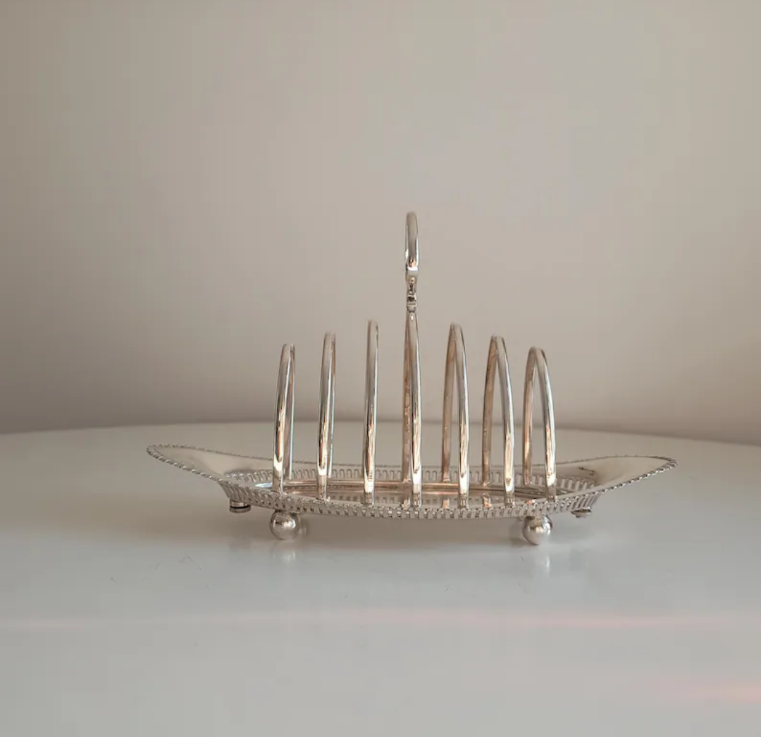 Art Nouveau Silver Plate Boat Toast Rack, George Travis, 1890