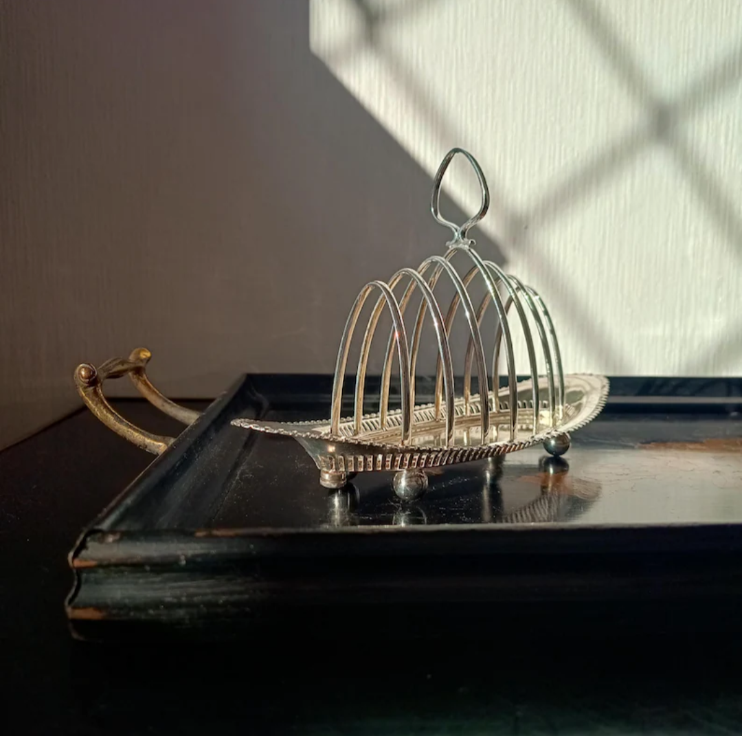 Art Nouveau Silver Plate Boat Toast Rack, George Travis, 1890