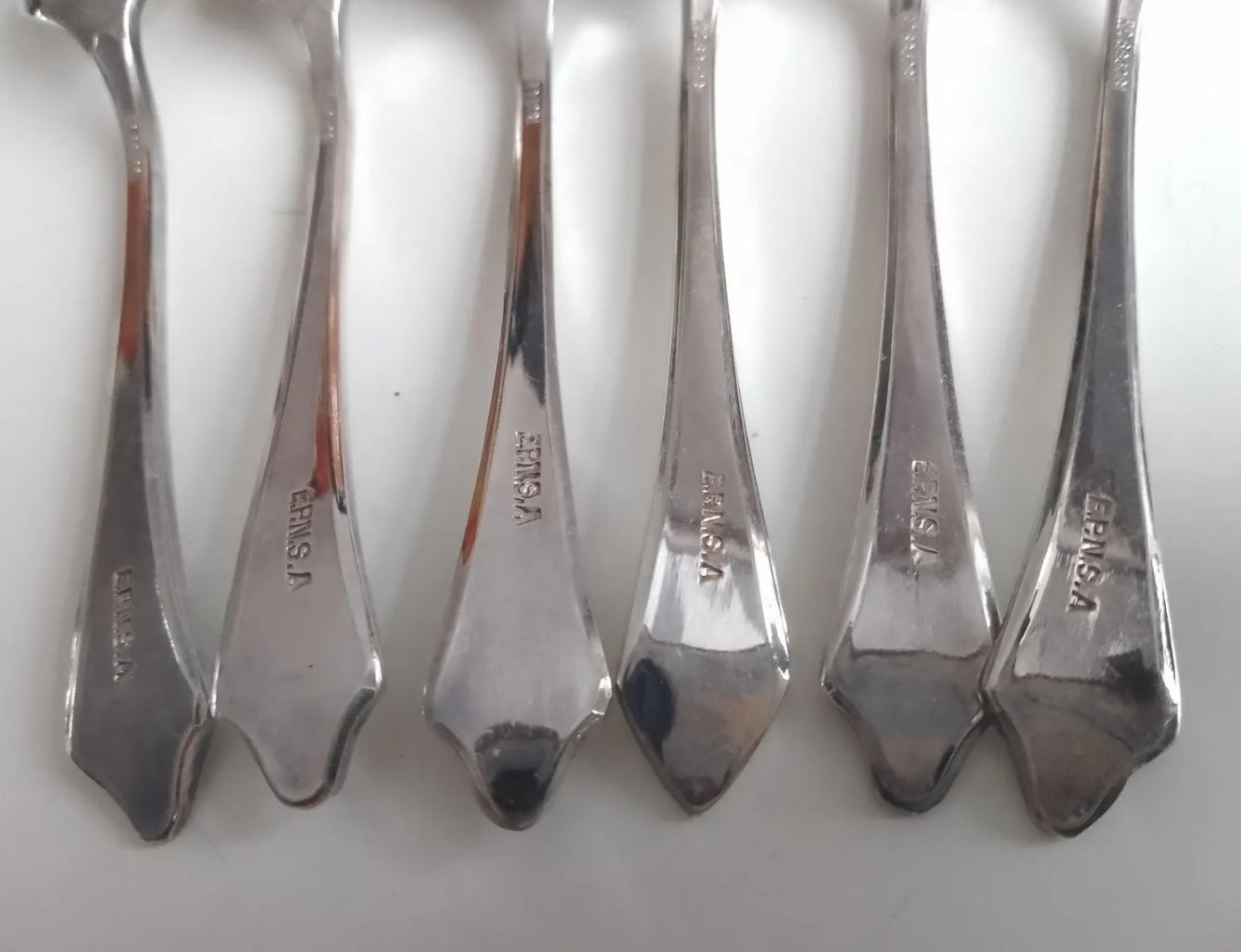 Antique or Vintage English Quality Silver Plate Coffee Spoons in Late Art Nouveau Pattern Cased and Signed with Registered Design 68238