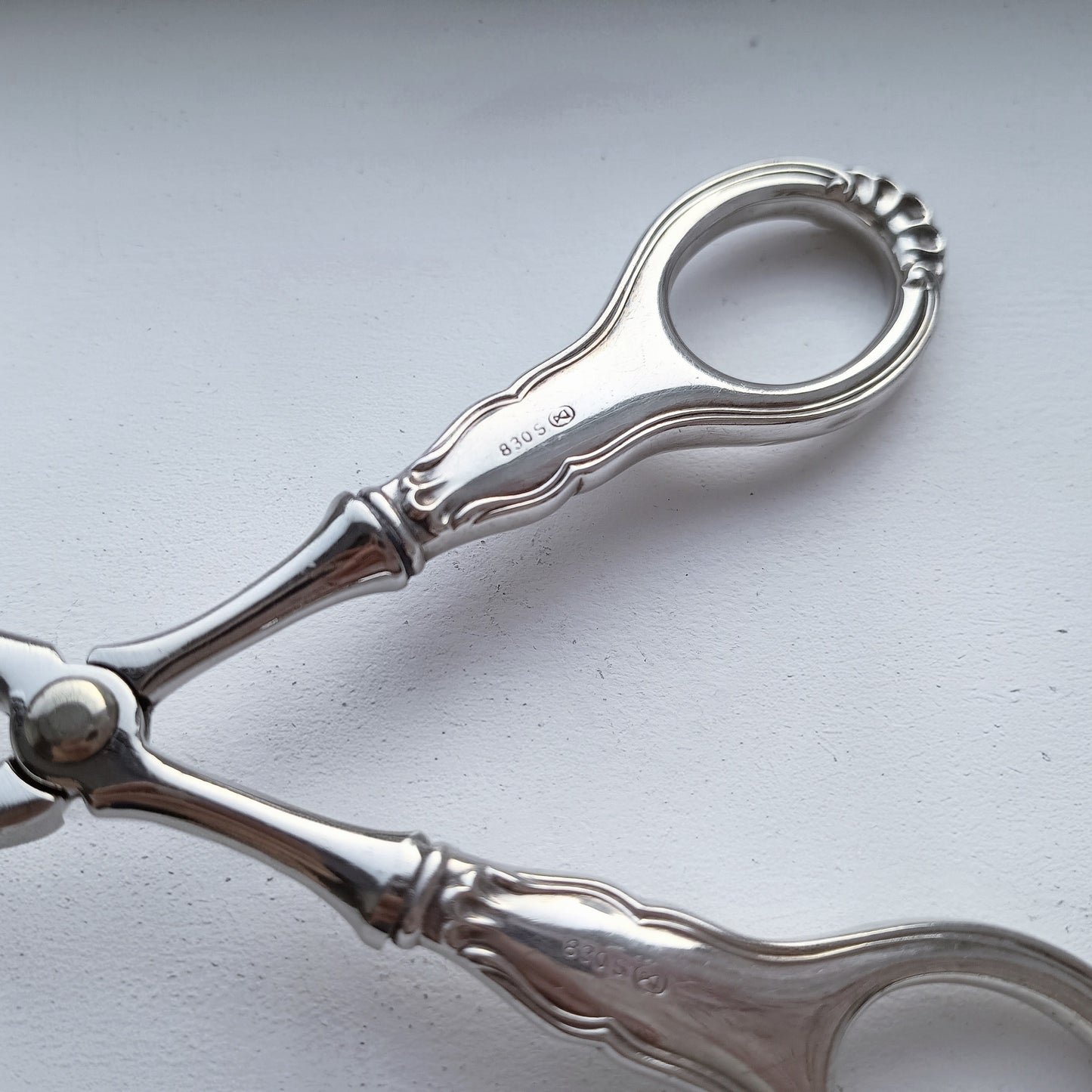 Norwegian Solid Silver Handled Pastry Serving Tongs, T Marthinsen, Martha Pattern, Art Deco