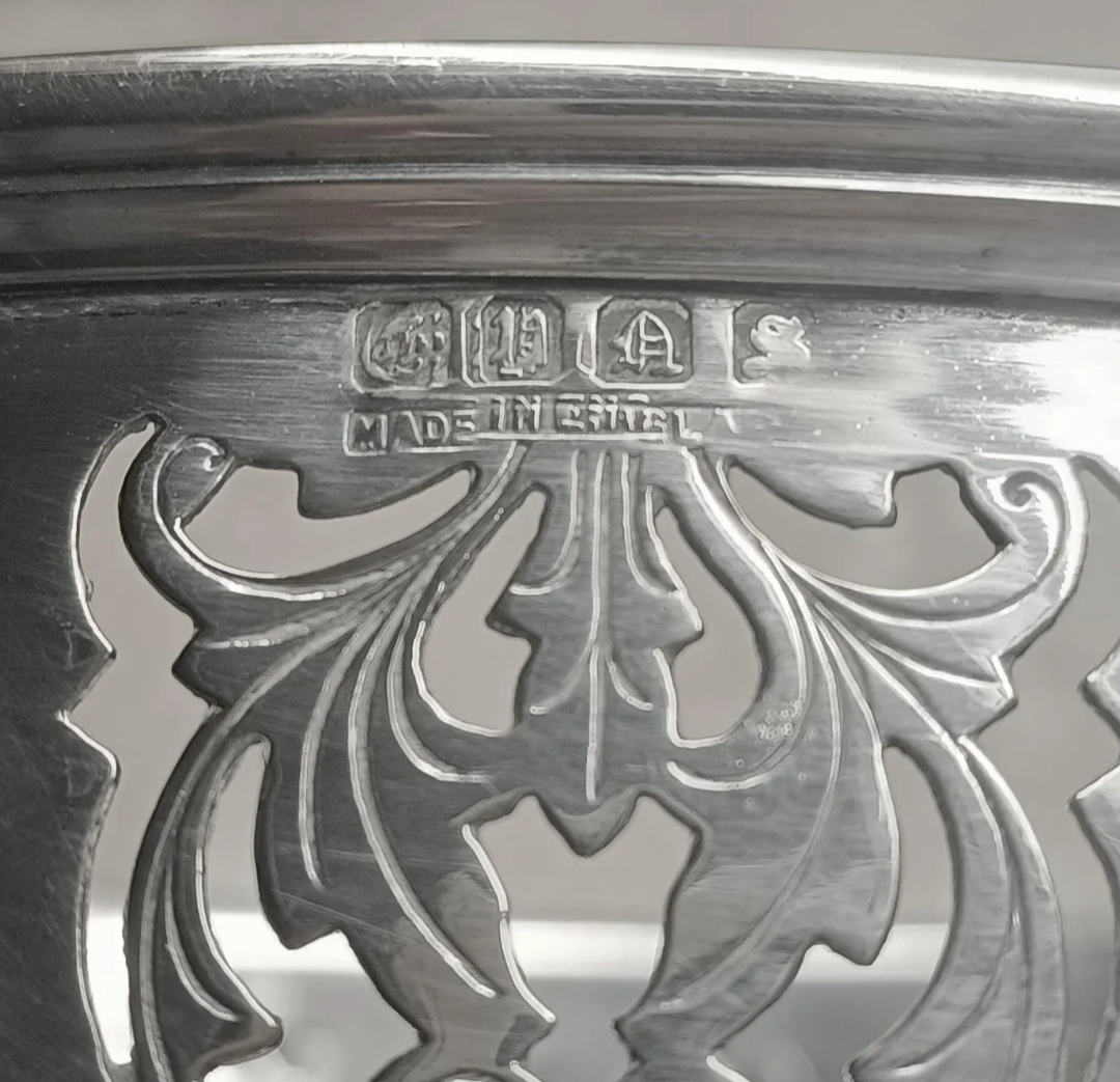 Antique Silver Plate Salad Serving Bowl: Curved Handles, Acanthus Feet, Belle Epoque