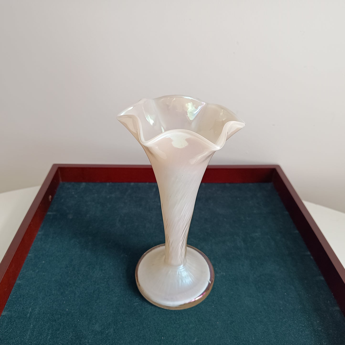 Art Nouveau Glass Vase, Mother of Pearl Irridescent Cased Glass Kralik Martele style, Bohemia c 1900