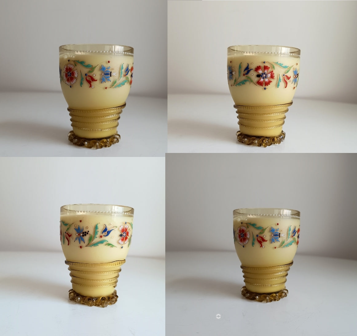 Theresienthal Historismus Enamelled Olive Green Antikgrün Glass "Roman" Beaker by Henrietta Von Porschinger, Renaissance Revival Style 1890