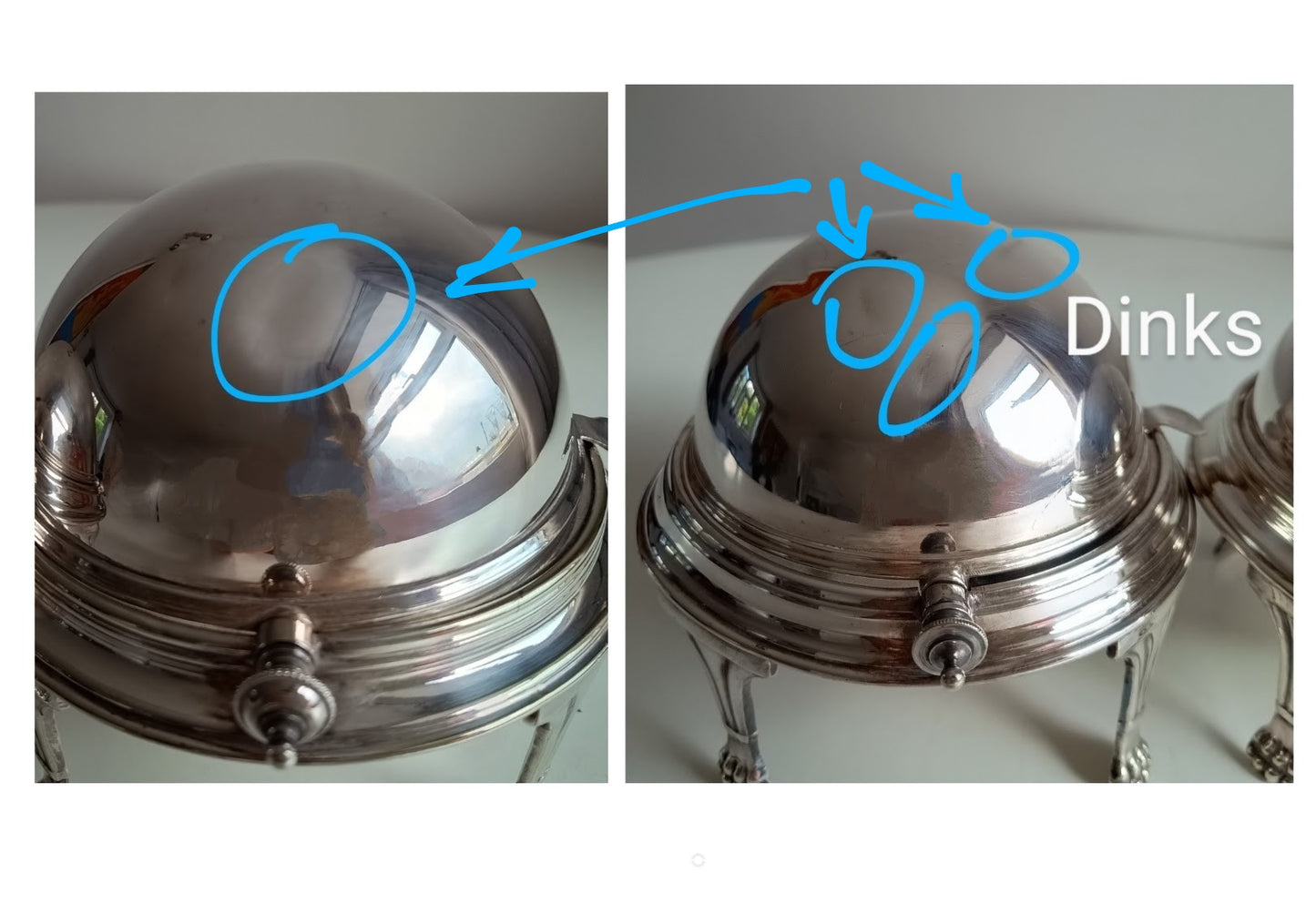 Pair of Caviar Presentoirs or Rollover Dome Butter Dishers - Antique English