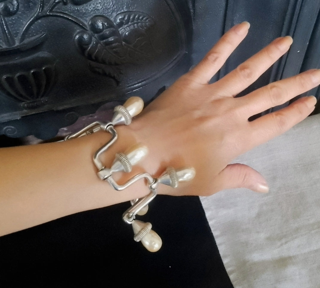 1990s Couture Runway Showpiece by Chanel designer Karl Lagerfeld - Vintage Brutalist Baroque Bracelet 