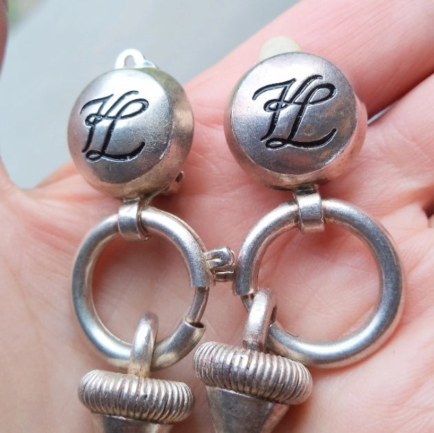 1990s Couture Runway Showpiece by Chanel Designer Karl Lagerfeld - Vintage Brutalist Baroque Clip on Earrings 