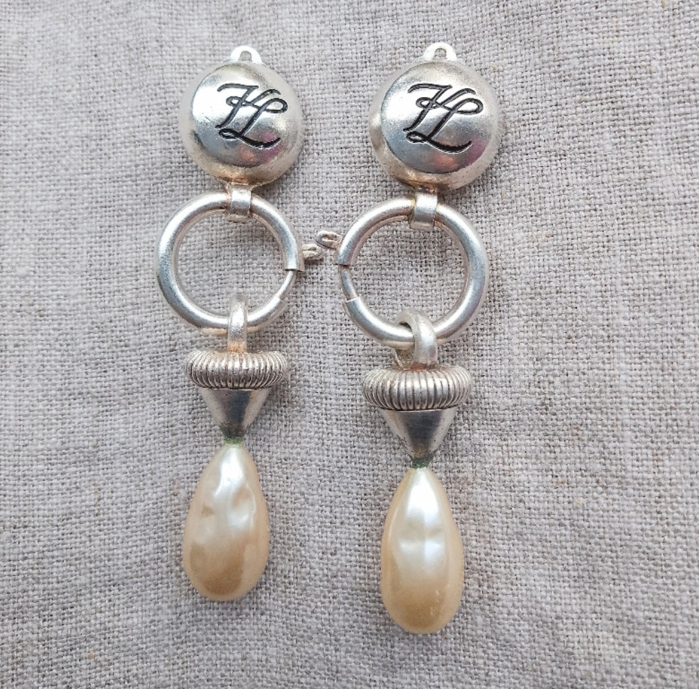 1990s Couture Runway Showpiece by Chanel Designer Karl Lagerfeld - Vintage Brutalist Baroque Clip on Earrings 