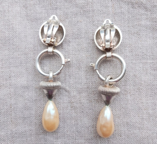 1990s Couture Runway Showpiece by Chanel Designer Karl Lagerfeld - Vintage Brutalist Baroque Clip on Earrings 